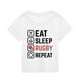 thumbnail image 1 of Gibobby Blusa Casual Para Niñas Camiseta de manga corta con estampado de de fútbol para niños, regalo deportivo para fanáticos del fútbol americano, ropa para amantes del Rugby （Blanco， 7-8 Años), 1 of 3