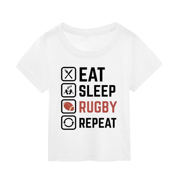 Gibobby Blusa Casual Para Niñas Camiseta de manga corta con estampado de de fútbol para niños, regalo deportivo para fanáticos del fútbol americano, ropa para amantes del Rugby (Blanco, 7-8 Años)