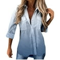 thumbnail image 1 of Pompotops Femmes Casual Imprimé Manches Longues Col Rabattu Cardigan Blouse Tops, 1 of 5