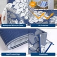 thumbnail image 3 of Tapis de Patio Extérieur – Tapis en Paille Plastique Réversible 9x18 Pieds – Résistant aux UV et aux Taches – Floral Moderne Bleu Marine/blanc – Imperméable, Facile à Nettoyer – Comprend Sac et Piquets – Spéc. É.-U., 3 of 7