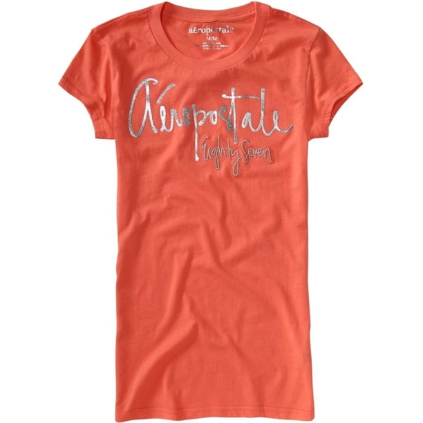 Camiseta gráfica Aeropostale Shimmer para mujer, naranja, extra pequeña