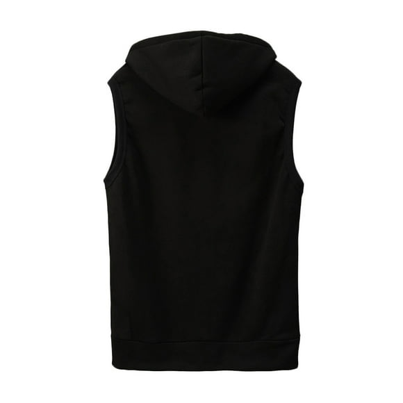 HBFAGFB Mens Vest Fashion Sleeveless Solid Hooded Slim Jacket Men's Outerwear Vests Black Size L