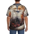 thumbnail image 3 of Fotbe Romantic Flower Fox Couple Camisa Estampada de Manga Corta para Hombre, Casual de Verano, Estilo Playero, Sin Arrugas-XX-Large, 3 of 5