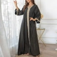 thumbnail image 1 of Amzcrzy Robes Musulmanes pour Femmes Robe en Polyester Mode Décontractée Imprimée Manches Longues Col en V Robe Cheville Robes Longues pour Femmes, 1 of 7