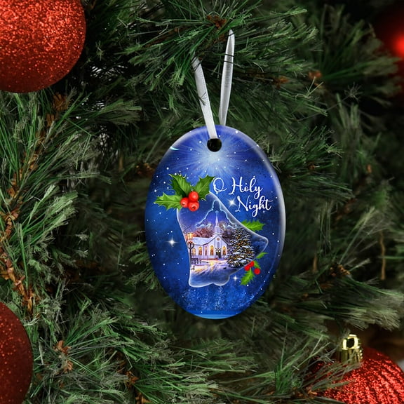 Flagwix Christmas Ornaments|Christmas Tree Decoration| Jesus. O Holy Night Christmas|Christmas Gifts, Ceramic Ornaments With Ribbon - Oval, 1 Pcs