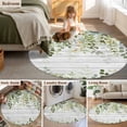 thumbnail image 5 of Sage Green Eucalyptus Leaves Round Area Rug 5 FT,Non Slip Bedroom Rugs,Summer Botanical Weeping Wooden Washable Soft Circular Carpet Non-Shedding Floor Mat for Kitchen Dining Room Foyer Balcony Dorm, 5 of 8