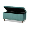 thumbnail image 2 of Contemporary Teal Blue Velvet Fabric Upholstered Button-Tufted Storage Ottoman Bench, Teal Blue, Brown, 2 of 5