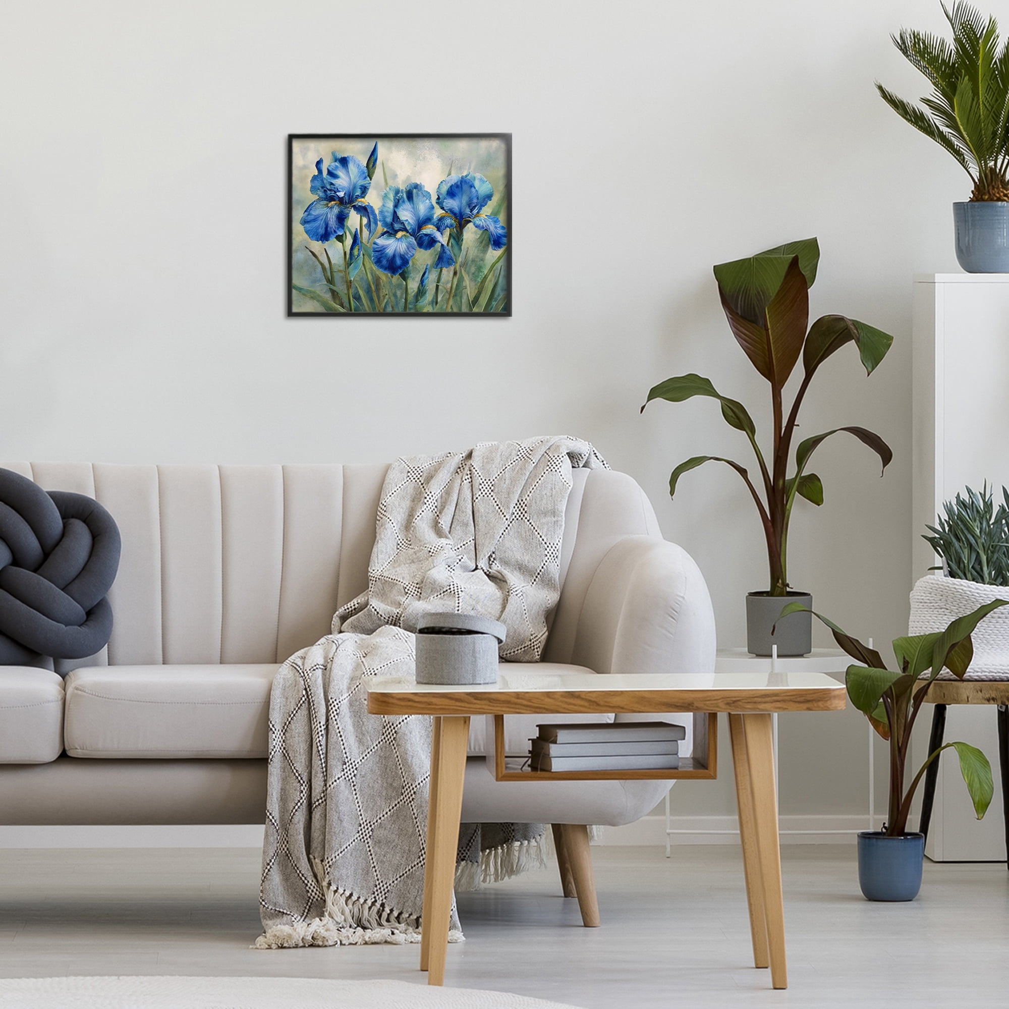 Stupell Industries Drawn Blue Iris Flowers Black Framed Giclee Art, design by Franklyn Gregory