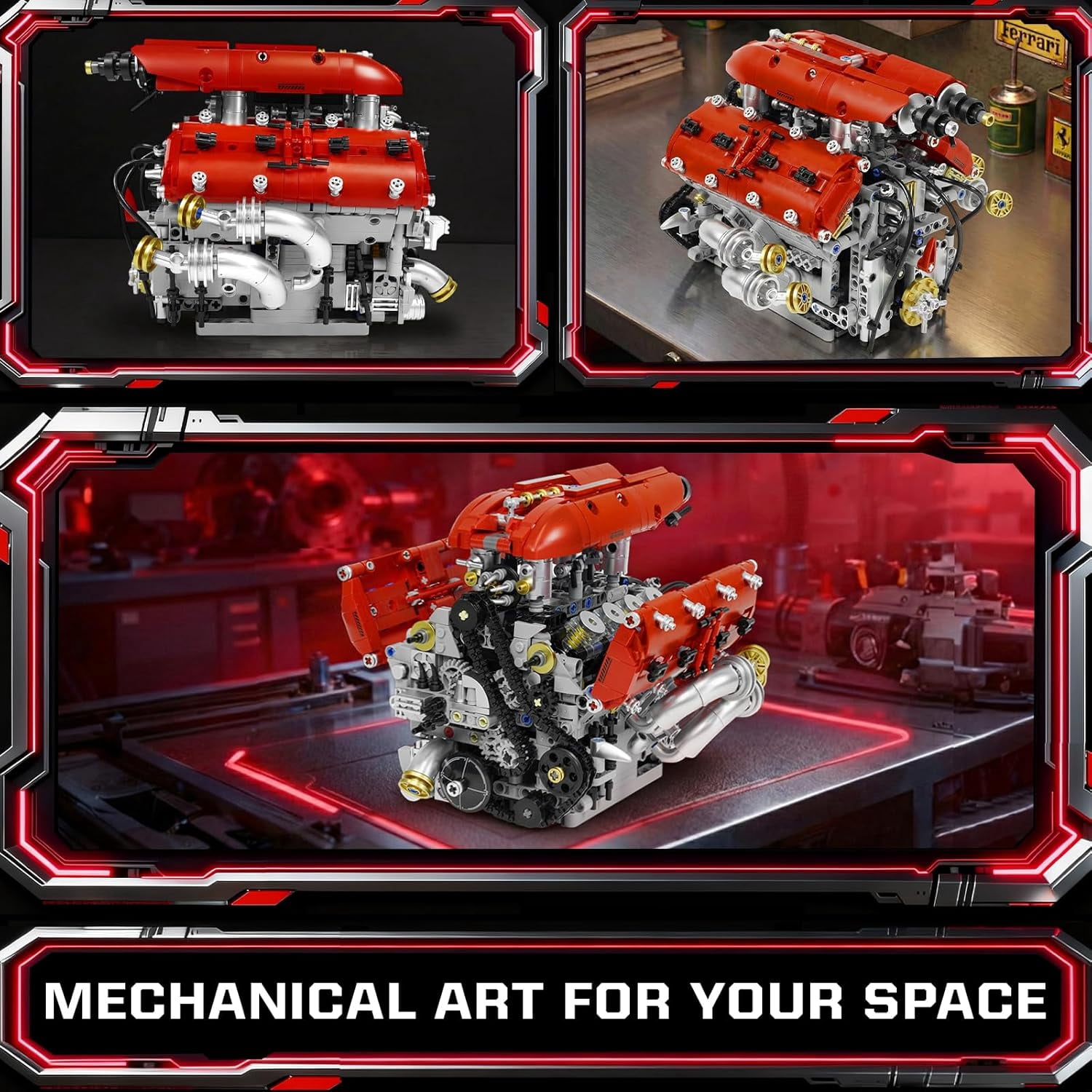 V8 Engine Model Kit, Build Your Own Visible Car Motor, Advanced STEM Mechanical Building Block Set for Adults, Collectible Engine Model for Display