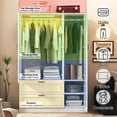 thumbnail image 3 of ANPOO Mid-Century Modern Vertical Grooved Bedroom Armoire, 3 Door Freestanding Wardrobe Closet with Mirrors, Motion Sensor LED Lights, 70.3" Tall Wooden Storage Cabinet with Drawers & Shelves, 3 of 13