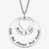 Personalized Planet Sterling Silver Couple's Mini Heart and Discs Pendant, 20"