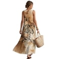 thumbnail image 2 of Xoenoiee Tiger Tree Leaf Print Womens 2026 Summer Maxi Dress Cotton Linen Round Neck Sleeveless Sundresses with 2 Pockets Casual Beach Party Spring Long Dresses Plus Size, XL, 2 of 7