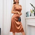 thumbnail image 4 of Women\'s Dresses Backless Swing Dress Sleeveless V-neck Long Maxi Dress SolidGreen, 4 of 5