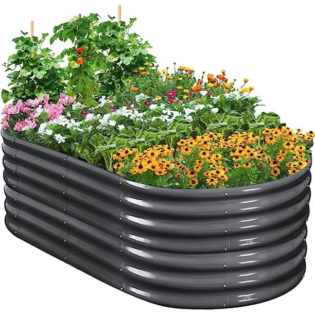 Quictent Galvanized Tall Raised Garden Bed Kit, 6x3x2 ft Oval Large