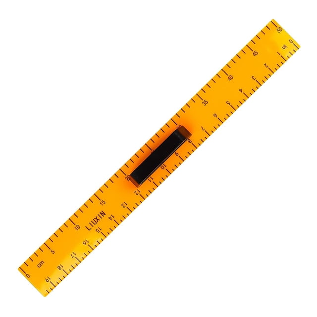 Regla recta de 50 cm, portátil, transparente, práctica, para matemáticas, geometría, con mango extraíble para aprendizaje en pizarra blanca.