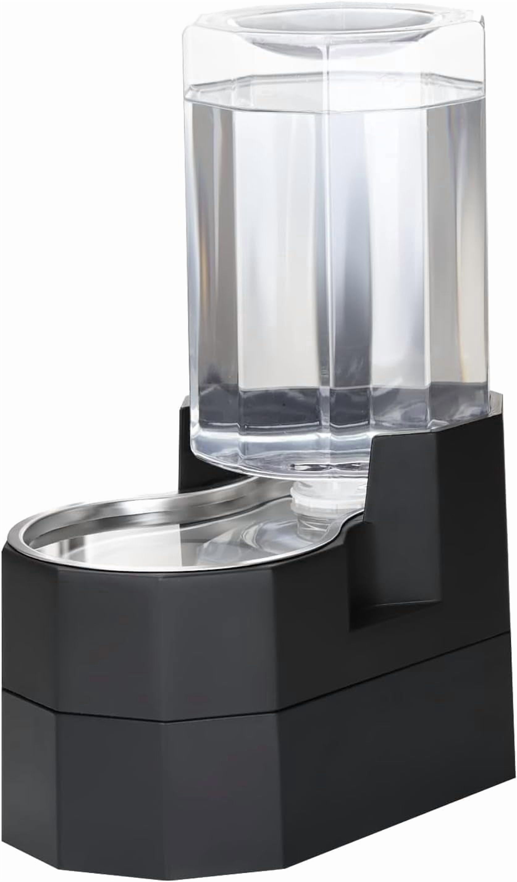 RIZZARI Black 9L Raised Gravity Dog Water Dispenser with Stainless Steel Bowl - BPA-Free, Includes 2 Caps, Leak-Proof & Easy-Clean, Automatic, for Senior Dogs’ Comfort, for Bedroom or Garden
