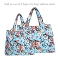 thumbnail image 3 of Wrapables Large & Small Foldable Tote Nylon Reusable Grocery Bags, Set of 2, Roses on Blue, 3 of 5