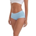 thumbnail image 4 of INSPIRE CHIC Women's Mid-Waisted Modal Plus Size Underwear Solid Cotton Full Coverage Briefs 2 Packs S 1 Light Blue 1 Khaki, 4 of 4