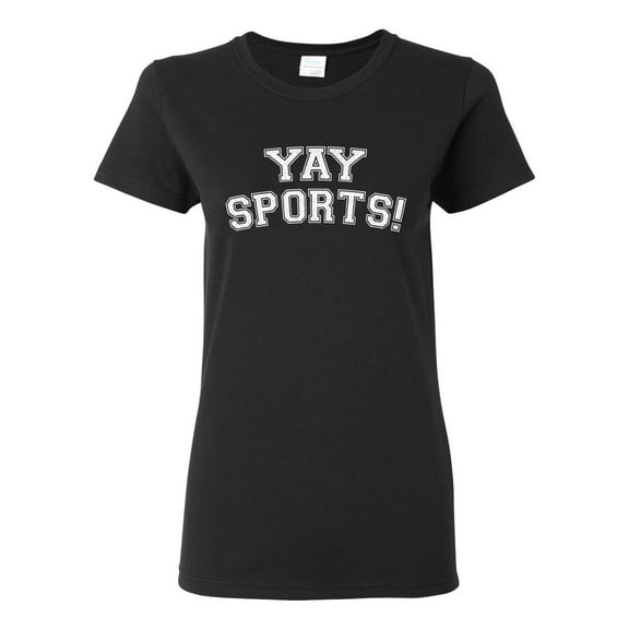 Wild Bobby YAY SPORTS! Sports Women Graphic T-Shirt, Black, Small