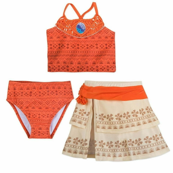 Disney Store Moana 3 PC Deluxe Swimsuit Girl Size 5/6
