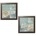 thumbnail image 2 of Gango Home Decor French Bathtub & Floral Collage Bathroom Wall Art; Two Blue 12x12in Art Prints in Brown Frames, 2 of 6
