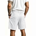 thumbnail image 5 of Hsovts Men Mens Casual Cotton Linen Shorts Summer Beach Shorts Lightweight Elastic Drawstring Waist with Pockets White XL, 5 of 9