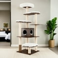 thumbnail image 2 of Demi Bonn 71" Wood Cat Tree Tower for Indoor Cats, Multi-Level Cat Condo with 10 Scratching Posts, Perch, Washable Removable Cushions, Cat Furniture, Brown, 2 of 8