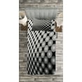 thumbnail image 3 of Ambesonne Abstract Quilted Bedspread Set 2 Pcs, 3D Digital Mosaic Dots, Twin Size, Black White Grey, 3 of 3