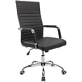 thumbnail image 1 of JJUN Ergonomic Office Desk Chair, Executive Ribbed Mid-Back PU Leather Conference Room Chair Adjustable Swivel Chair with Arms (1, Black), 1 of 8