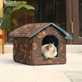 thumbnail image 2 of Maison de Chat Extérieure pour Chats d'Hiver Isolée Imperméable Chaude Résistante aux Intempéries Lit pour Petit Chien Marron Carré, 2 of 5