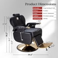 thumbnail image 2 of Barber Chairs for Barbershop, Heavy‑Duty Hydraulic 360° Swivel Reclining Salon Furniture, Adjustable PU Leather Styling Chair for Spa & Beauty Salon, Black/Gold, 2 of 7