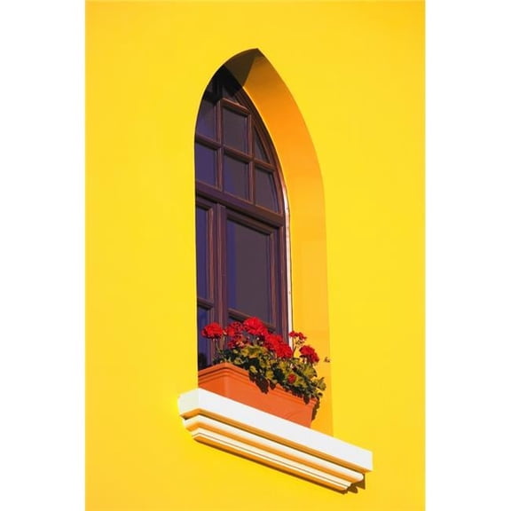 A Window in a Bright Yellow Wall Poster Print by Carson Ganci, 22 x 34 - Large