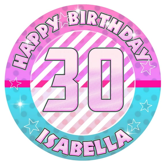Happy Birthday Girl 20th, 30th, 40th Birthday Edible Cake Image Topper Personalized Picture 8 Inches Round