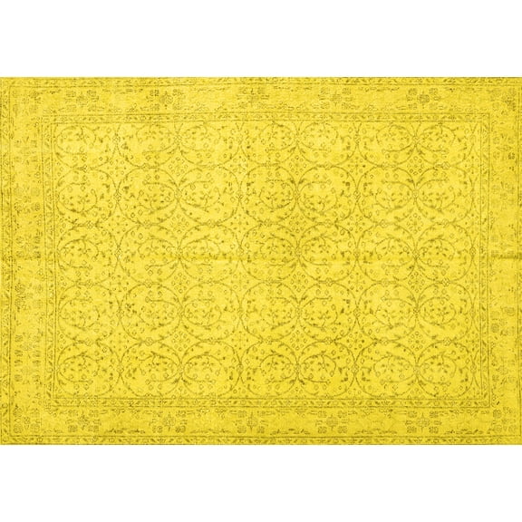 Ahgly Company Indoor Rectangle Persian Yellow Traditional Area Rugs, 5' x 7'