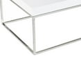 thumbnail image 3 of Zen 48 Inch Coffee Table, Rectangular White Lacquer Top, Chrome Steel Frame, 3 of 5