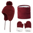 thumbnail image 4 of Hauaitttt Chicminie 3 Pcs/Set Children Hat Neck Warp Gloves Set Thickened Print Knitted Heat Retention Windproof Keep Warm Girls Boys Outdoor Scarf Gloves Set Boys Baseball Hat, 4 of 4