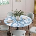 thumbnail image 5 of Blue Octopus Round Tablecloth for 36-44 Inch Tables, Fitted Table Cover with Elastic Edge, Summer Watercolor Ocean Coral Waterproof Outdoor Table Cloth Protector for Patio Garden Dinner Picnic, 5 of 9