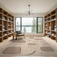 thumbnail image 2 of ODIKA 9'x12' Beige Modern Abstract Geometric Shapes Washable Area Rug Minimalist Scattered Dots Curved Lines Artistic for Master Suite, California King, Under Bed, Non-Shedding, Easy Care, 2 of 7