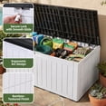 thumbnail image 6 of Dextrus 134 Gallon Large Resin Deck Box, Black & Grayish-White Waterproof Outdoor Storage Box, Lockable Patio Container with 2-Person Bench Seating for Cushions, Garden Tools and Pool Accessories, 6 of 7