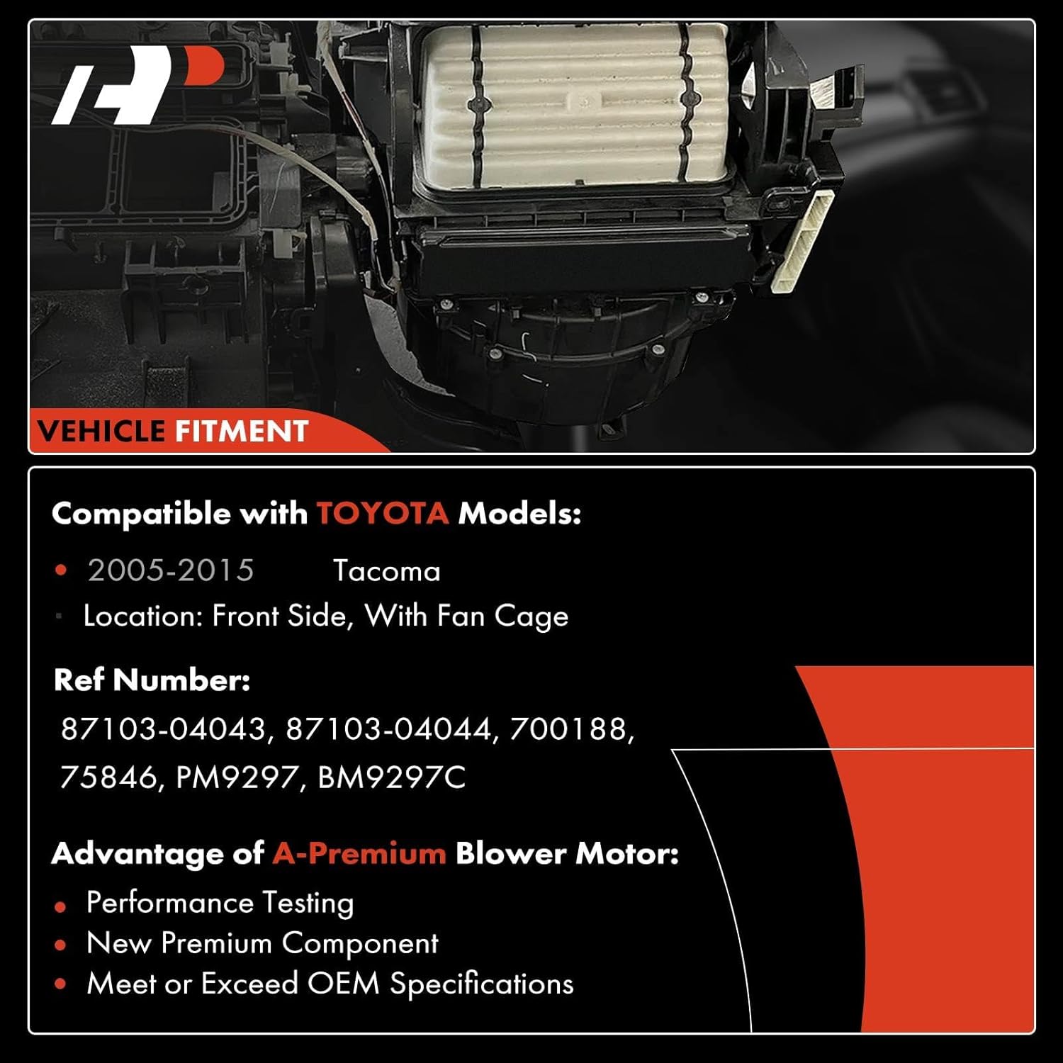 A-Premium Heater Blower Motor with Fan Cage Replacement for Toyota Tacoma 2005-2015 2.7L 4.0L