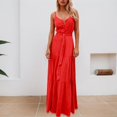 thumbnail image 2 of OSOLU Women Casual V-Neck Dress Flowy Comfortable Everyday Wear Spring Summer Dresses Stylish Solid Color Leisure Sundress Wedding Guest Dresses For Women, 2 of 5