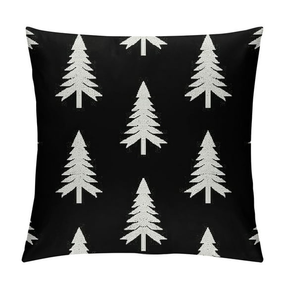 Creowell Christmas Pillow Covers , Black and White Christmas Tree Geometric Decorative Throw Pillow Winter Xmas Pillow Cases Cushion for Bedroom Home Sofa