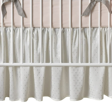Toile Crib Skirt - Lambs & Ivy Signature Mix & Match Metallic Crib Skirt - White, Modern
