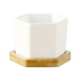 thumbnail image 6 of Altsales White Ceramic Succulent Plant Pot Cactus Plant Pot With Bamboo Tray, 6 of 9