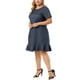 thumbnail image 2 of Vestido de mujer de talgrande con dobladillo con volantes Chambray Casual mancorvestidos Azul oscuro 3X, 2 of 7