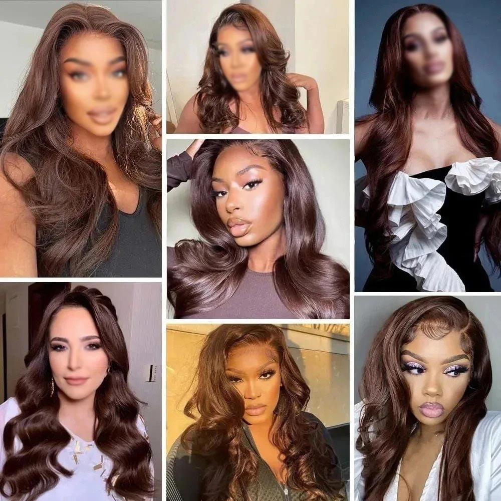 200 Density Chocolate Brown Body Wave Lace Front Human Hair Wigs Brazilian HD Lace Frontal Wigs 13x5 Preplucked for Women