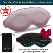 ComfiTime Memory Foam Sleep Mask - 100% Blackout 3D Eye Mask for Sleeping, Eye Covers for Men & Women, Contour Blindfold with Nose Baffle for Adult, Soft Travel Eye Blinders Night Mask, Pink