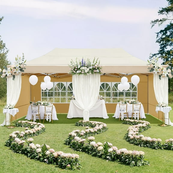 10' x 20' Large Party Tent, Outdoor Event Shelter, Gazebo Canopy with 2 Removable Window Sidewalls for Weddings