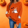 thumbnail image 3 of Women's Halloween Sweatshirt Cute Ghost Print Long Sleeve Crew Neck Relaxed Fit Casual Pullover Fall Holiday Party Tops 2026, 3 of 8