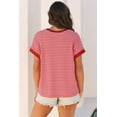 thumbnail image 2 of Women's Stylish Pink Stripe Knitted Round Neck T-Shirt with Boxy Fit | [ZhiHiMeRi] | (US 12-14)L, 2 of 12